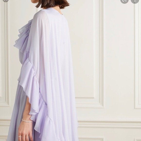 Giambattista Valli Ruffle-Trim Pleated Silk Dress - Picture 3 of 4